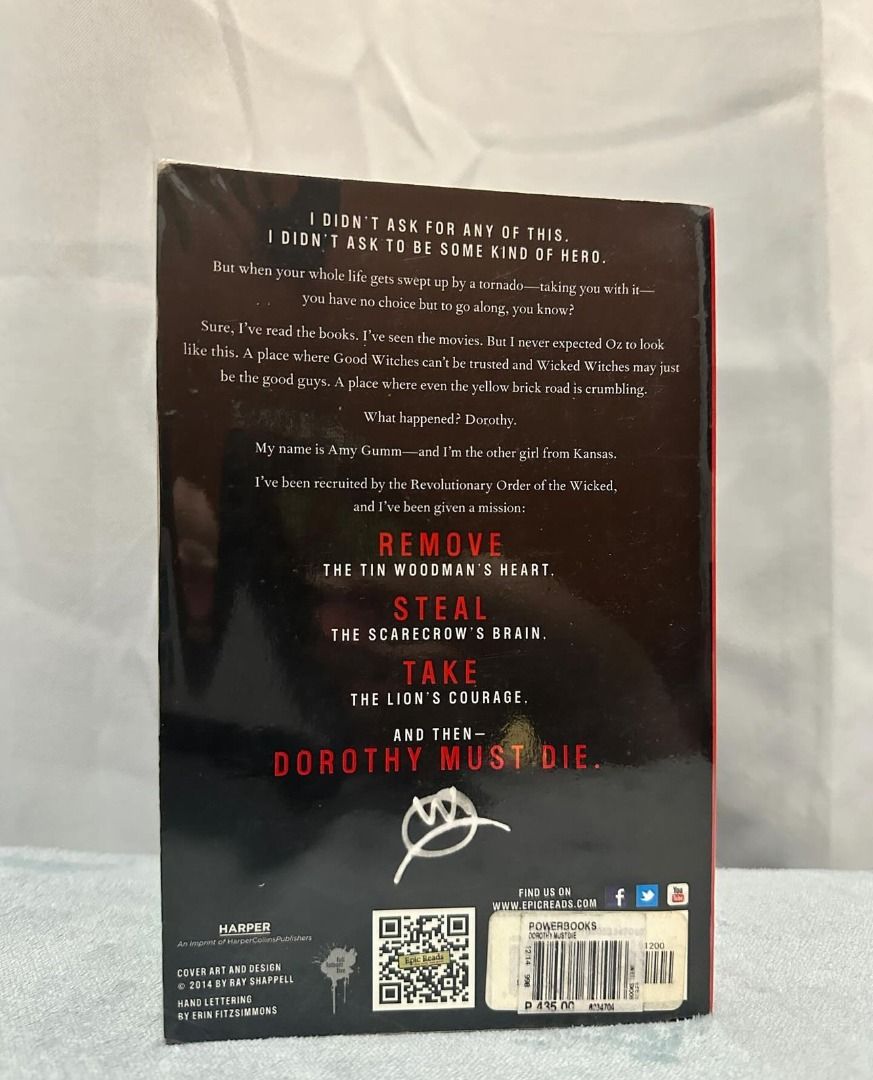 Dorothy Must Die by Danielle Paige (Category: Storybooks) located in Caloocan City. Submitted by kaths.shelf (Listing ID 1300248930, Image 2). Description: Bought from Powerbooks, read once, in plastic cover. Can be bought with the second book "The Wicked Will Rise" for 500..