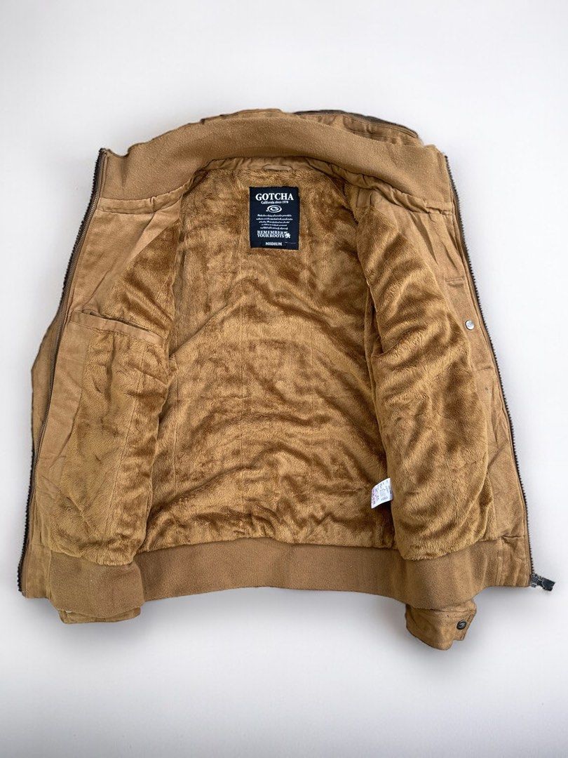 GOTCHA PRINTED SUEDE HOODED JACKET LGB STYLE Men s Fashion Coats Jackets and Outerwear on Carousell