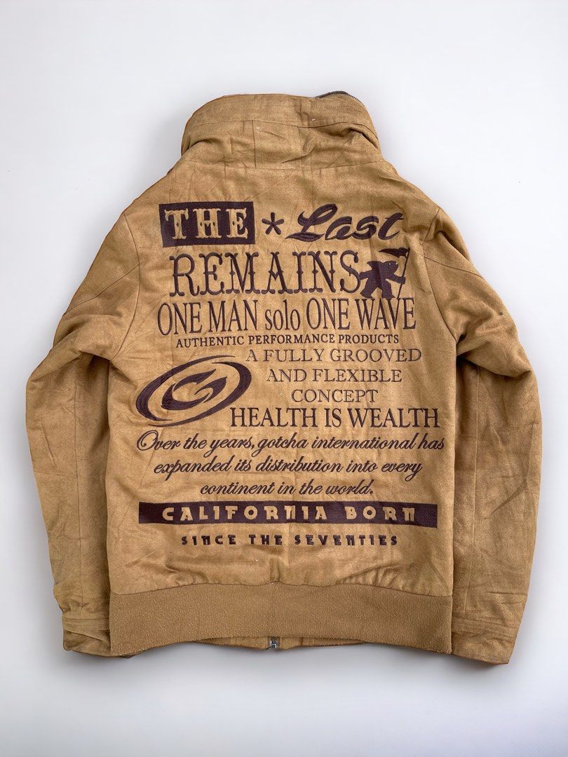 GOTCHA PRINTED SUEDE HOODED JACKET LGB STYLE Men s Fashion Coats Jackets and Outerwear on Carousell