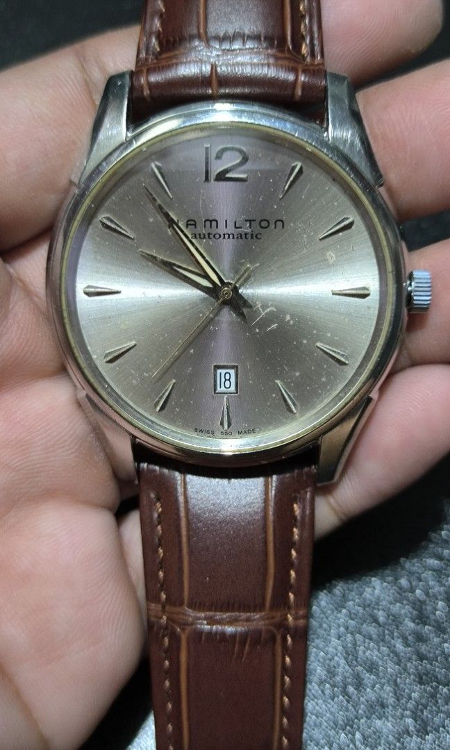 Hamilton Automatic (Category: Men's Watches) located in Taguig. Submitted by j_watches007 (Listing ID 1300183845, Image 3). Description: Secondhand Used Hamilton Automatic Swiss Made Sapphire Crystal Stainless Steel H386150 42.2MM Replacement Strap Buckle ISSUE: Dial please check the photos.