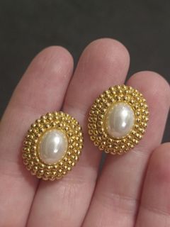 Hanae Mori Faux pearl Clip on Earrings from Japan