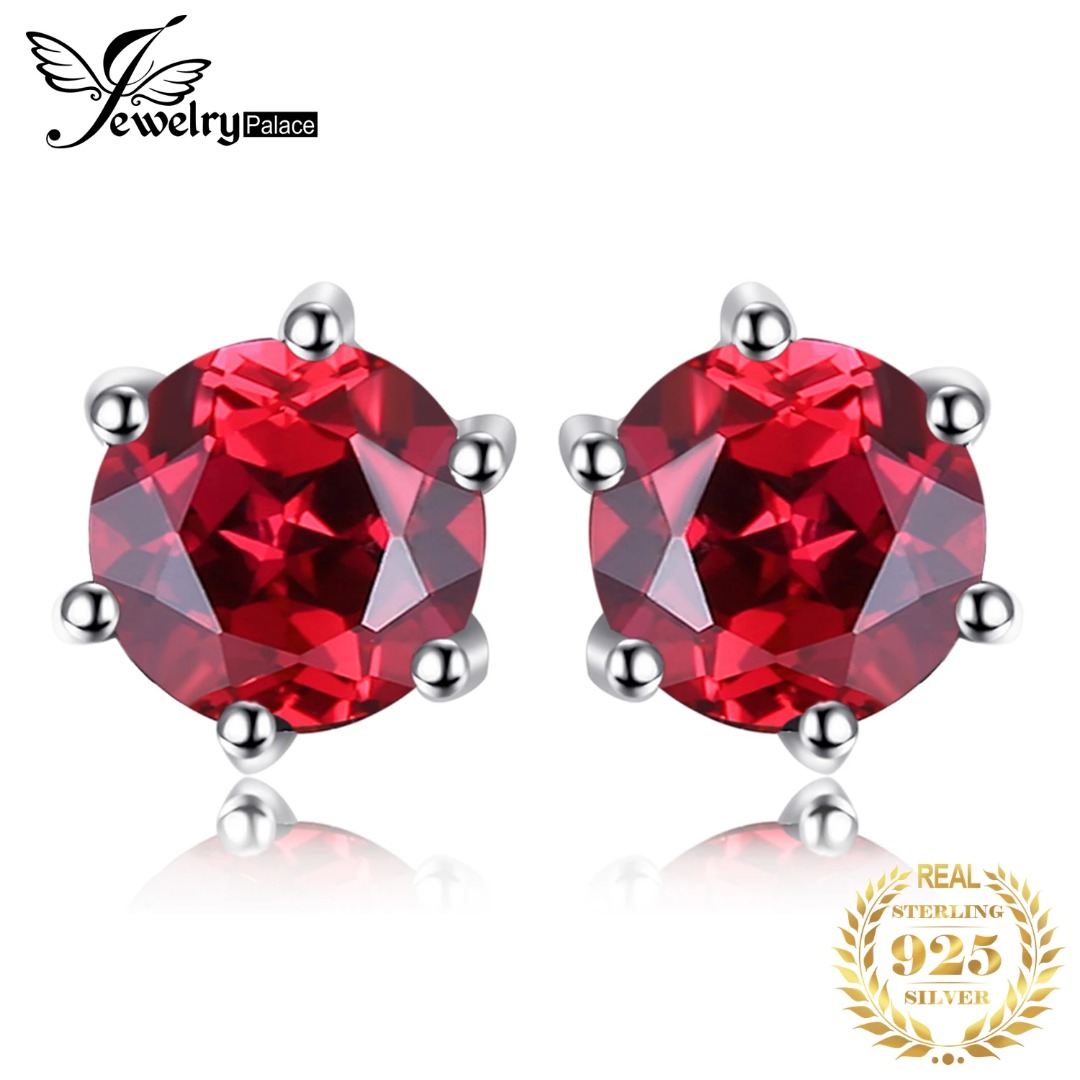 JewelryPalace 1.3ct Round Genuine Red Garnet 925 Sterling Silver