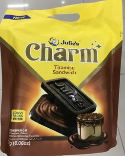 Julie's Charm Tiramisu Sandwich Cookies 172g Biscuits (8 packs)