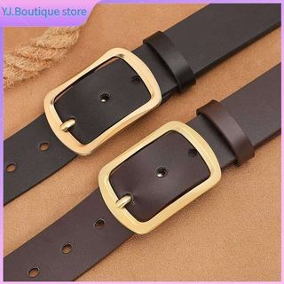 leather belt gold buckle for men