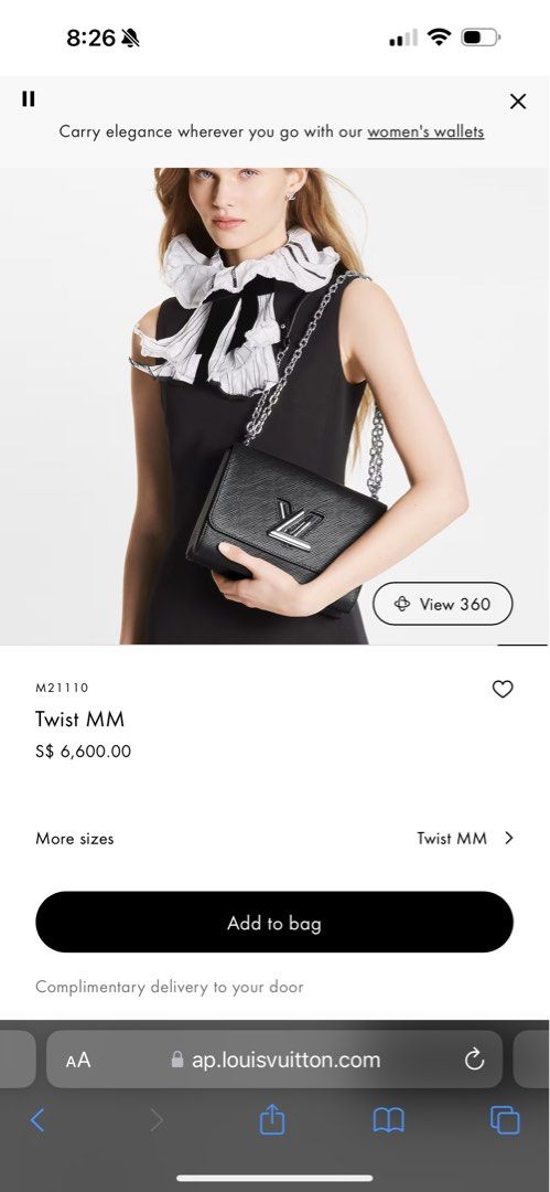 Louis Vuitton Twist MM (Category: Luxury Bags & Wallets) located in Quezon City. Submitted by curatedbyamethyst (Listing ID 1300178499, Image 3). Description: Complete with receipt Rank A-SA Year 2023(microchipped).