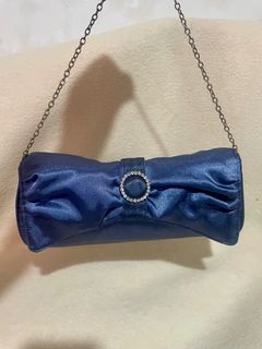 Metallic blue party bag/clutch