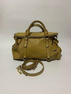 Miu Miu Olive Green Vitello Lux Leather Bow Bag