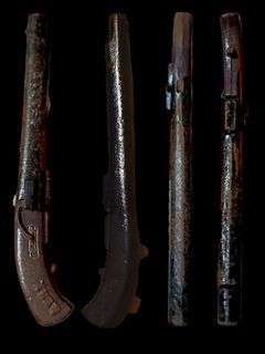 Old Japanese Flintlock Pistol Gun Iron Paperweight Scroll Weight Display