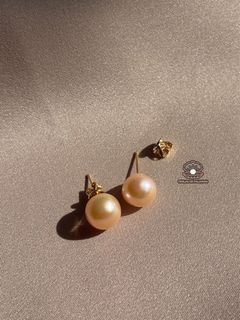 Original 12-13mm Peach Freshwater Pearl Stud Earrings