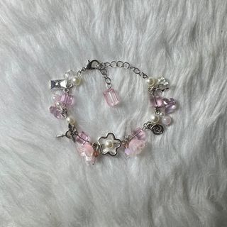 pink and pearl charm bracelet