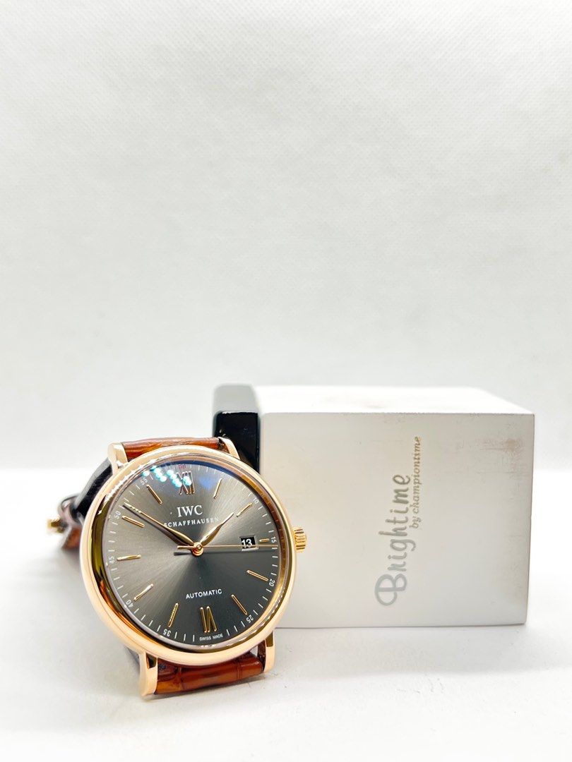 Pre Owned IWC Portofino IW356511 Grey Dial Automatic Rose Gold Casing Leather