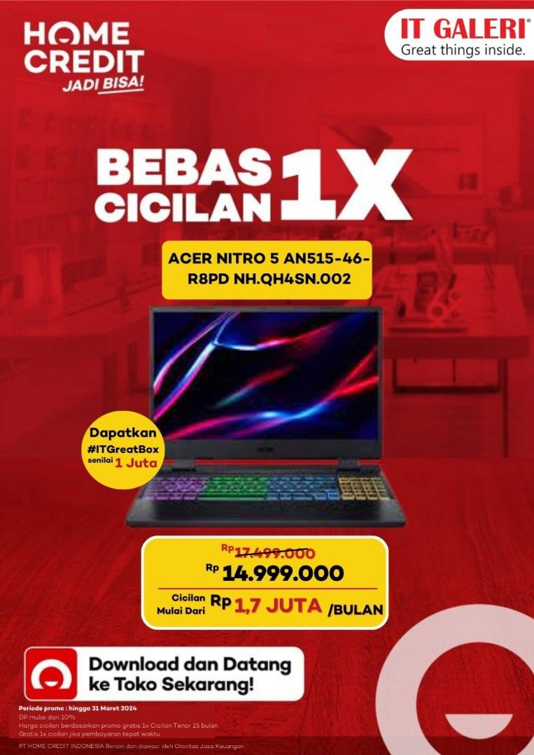 Promo Cicilan Bebas 1x Cicilan Laptop Lenovo Ideapad Slim 3i, Handphone