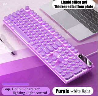Purple Wired Gaming Keyboard with White Backlight (Round Keycaps)