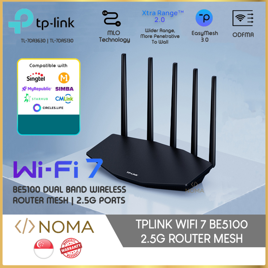 【SG】 TP-Link BE5100 Wifi 7 Router Mesh | 2.5G Broadband | Xtra Range 2. ...