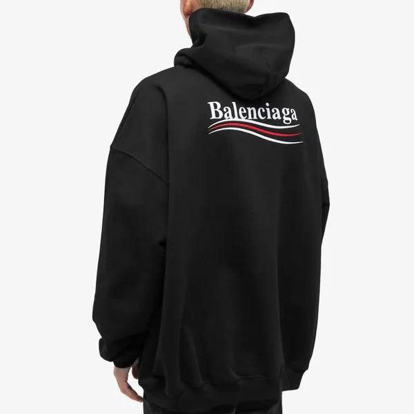 Size S M L Balenciaga Political Campaign Embroidery Logo Large Fit Hoodie Black Men s Fashion Tops Sets Hoodies on Carousell