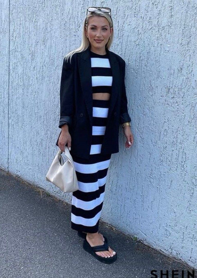 Stripes Knitted Skirt Coordinates (Category: Sets or Coordinates) located in Caloocan City. Submitted by decluttermnl__ (Listing ID 1300249464, Image 3). Description: Best fit M-L.