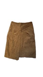 suede leather faux brown pencil skirt