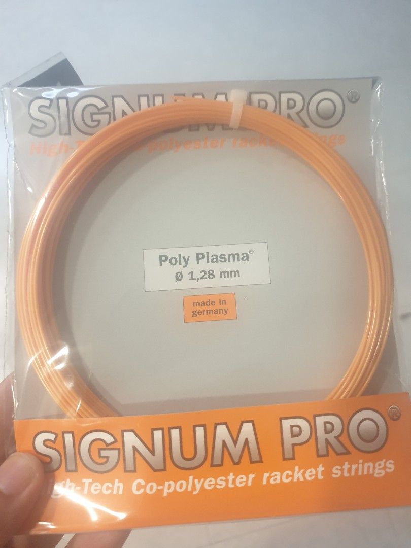 Tennis strings - signum pro poly plasma 1.28 (2 sets available), Sports  Equipment, Sports & Games, Racket & Ball Sports on Carousell