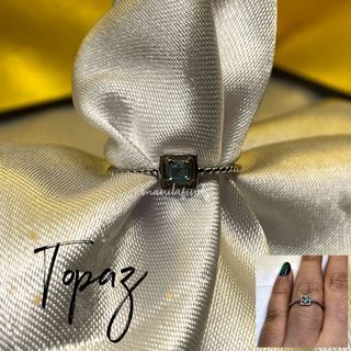 Topaz square dainty s925 adjustable ring