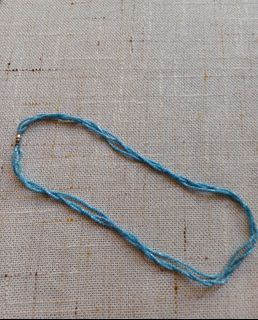 Twisted Triple Strand  Blue Glass Bead Necklace (Choker)