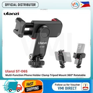 Ulanzi ST-06S Multi-Function Phone Holder Clamp Tripod Mount 360° Rotatable with Dual Clamp Live Sel