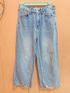 urban revivo cropped wide leg jeans