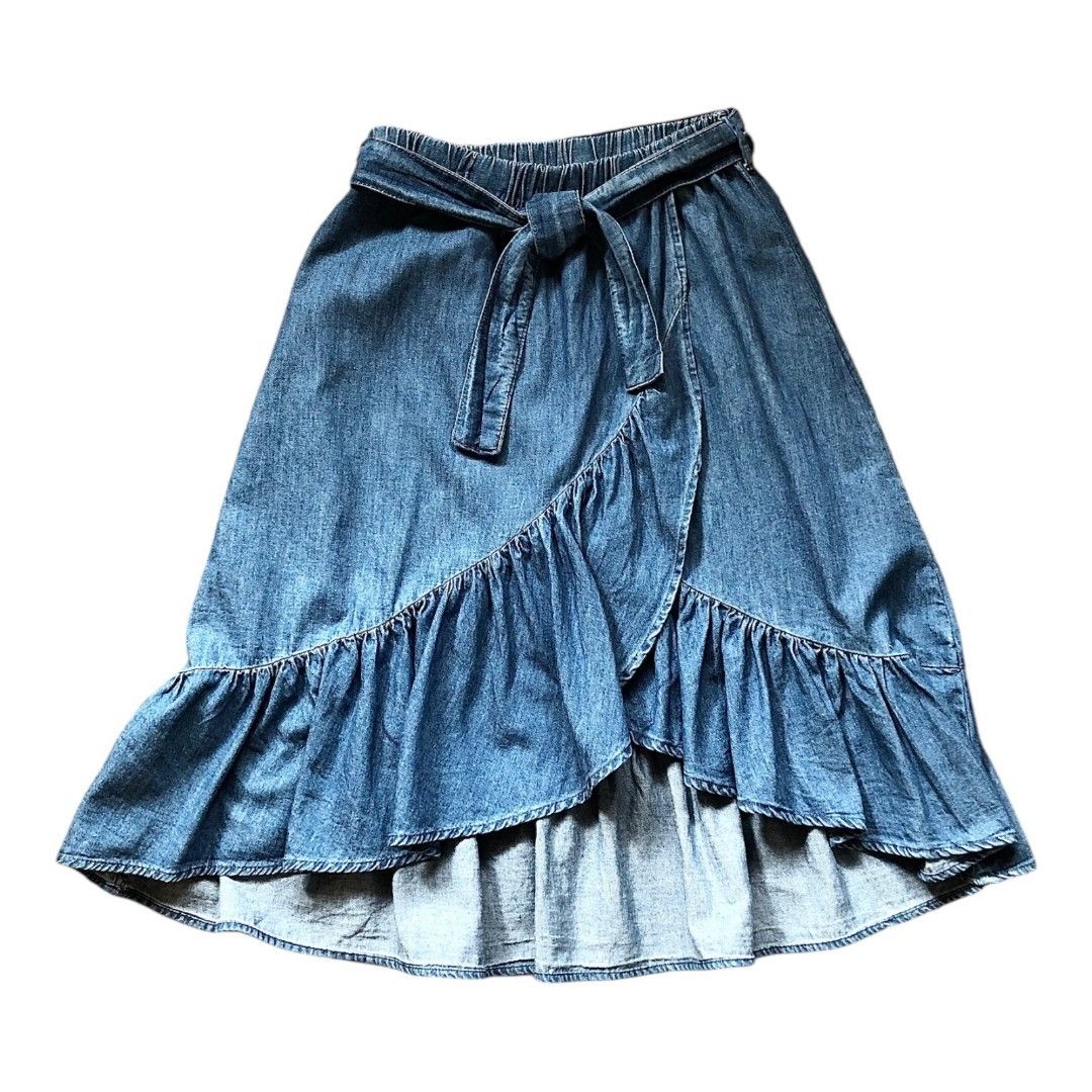 Zara Y2K Vintage Ribbon Denim Skirt
