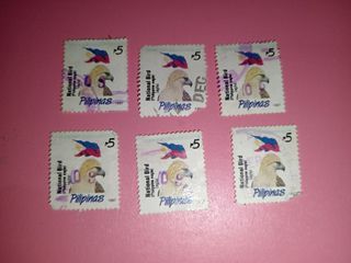 (1997) [TAKE ALL x6] Pilipinas Native Series "National Bird Philippine Eagle Agila" 5 PESO Stamp Vintage Old Print Collectible Prints Philippines Collector Collection