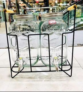 3.8LITERS TWIN JAR BEVERAGE GLASS DISPENSER W/ STAND