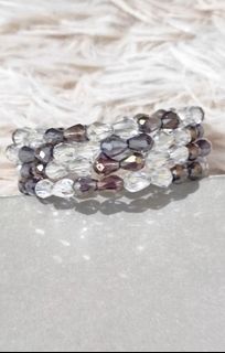 4 layer crystal memory wire bracelet