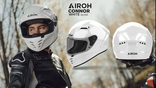 AUTHENTIC Airoh Connor Full-Face Motorcycle Helmet (Gloss White) (Made in Italy) RARE SIZE