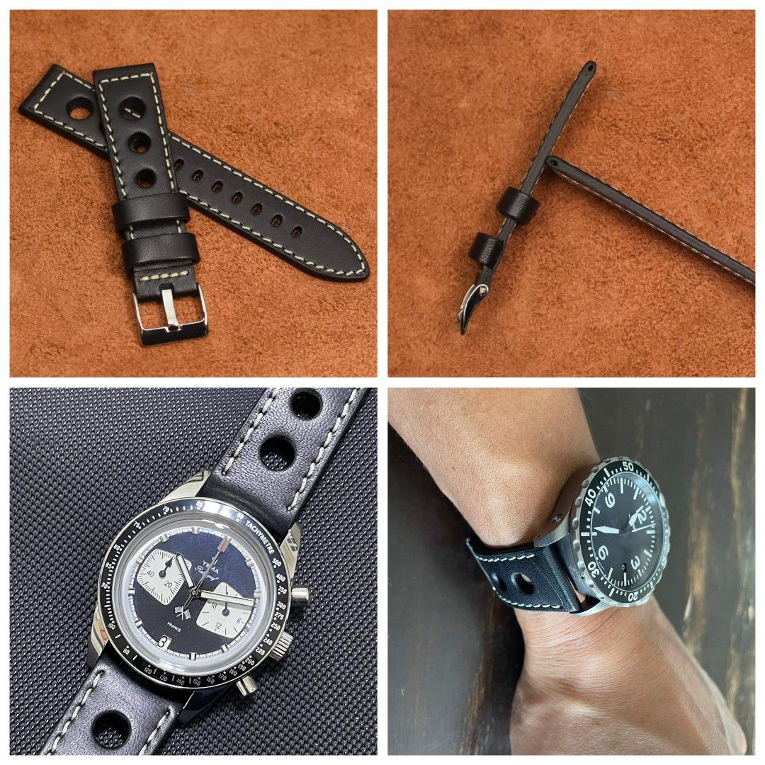 Vintage black leather watch strap new arrivals
