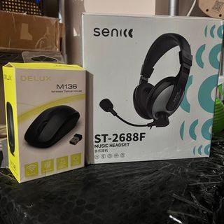 Bluetooth Mouse & Wired Headset (with mic)
