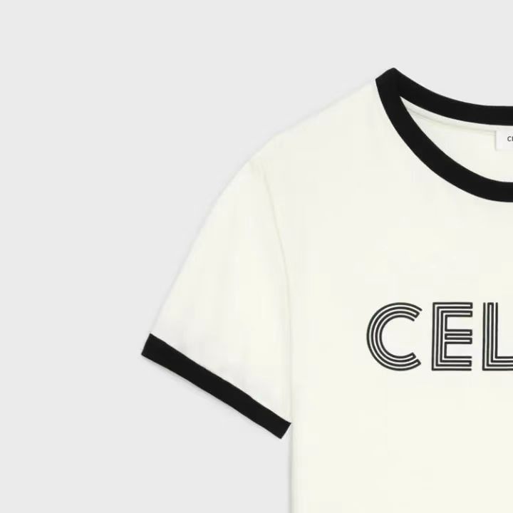 white t shirt with black border