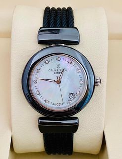 Charriol Geneve Black Ceramic Diamond MOP Dial Watch