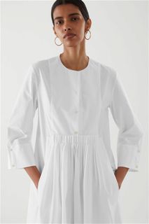 COS pleated shirt dress (in light blue)