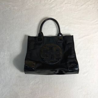 Ella small patent-detail tote bag