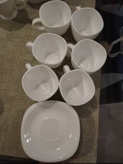 Fine Porcelain Teacups Set of 6 with Plates