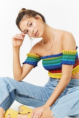 Rainbow crop top forever 21 best sale