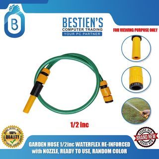 GARDEN HOSE 1/2inc WATERFLEX RE-INFORCED with NOZZLE, READY TO USE, RANDOM COLOR