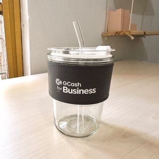 Glass Straw Coffee Mug with Lid