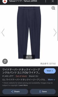 GU by Uniqlo Wide Pleated Pants Navy Blue