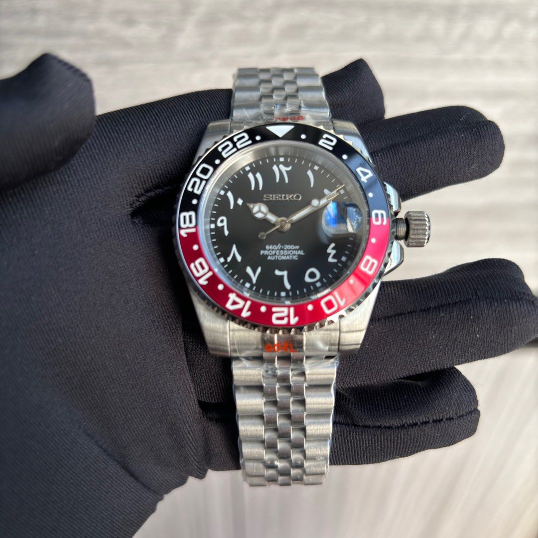 Instock Seiko Arabic Men s Diver Submariner Coke GMT Automatic Watch