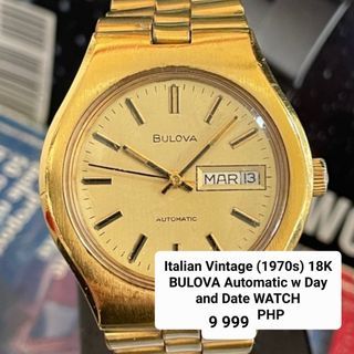 Italian Vintage (1970s) 18K BULOVA Automatic with Day & Date