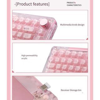 Kiiboom Pink Transparent PC keycaps - ASA height