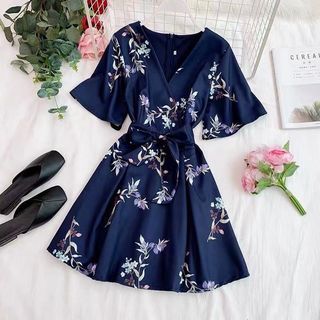 Korean V-Neck Floral Dress