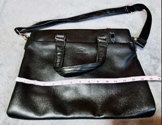 Laptop black leather bag