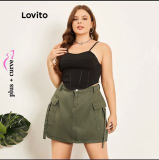Lovito Cargo Skirt Plus Size