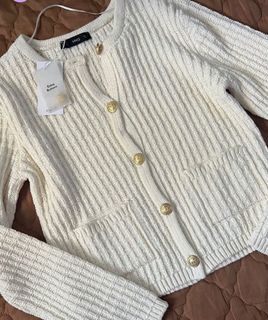 Mango Knit Cardigan with Gold Jewel Buttons