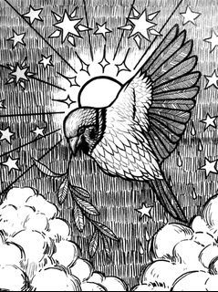 Maya bird graphite artwork